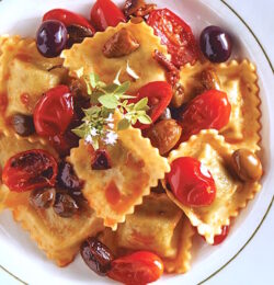 Ravioli de vieiras y gambas