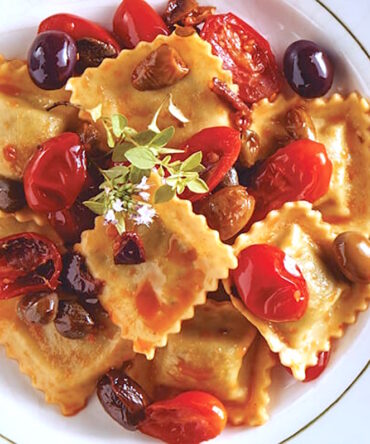 Ravioli de vieiras y gambas