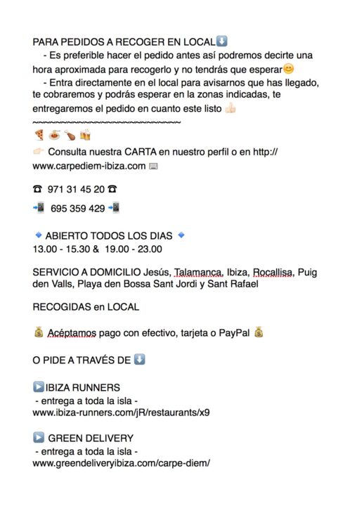 Carpediem - Pizzeria - Pandemia Avviso