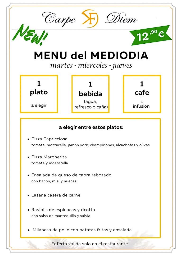 Carpe Diem - Flyer - Menu Mediodia 2024